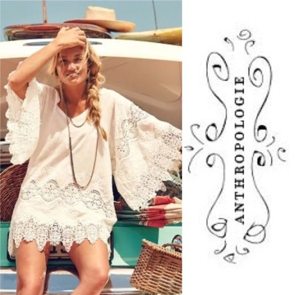 NWOT Anthropologie EBERJEY Castaway Embroidered Lace Tunic Top Coverup Z207-33